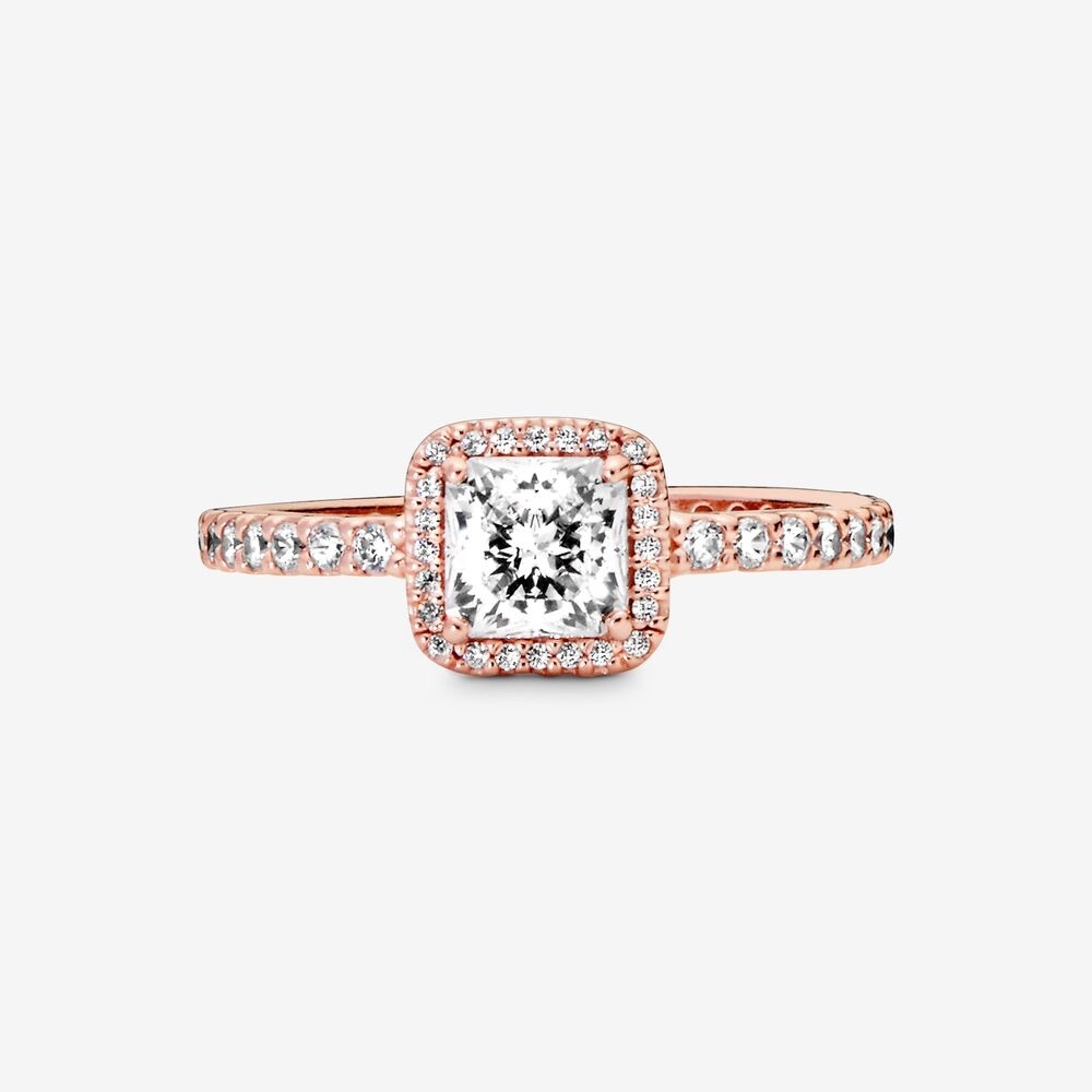 Square Sparkle Halo Ring